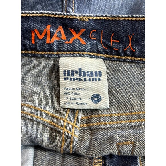 Max ELX Mens Straight Fit Urban Pipeline Jeans 34x32 Blue Denim - Picture 3 of 8